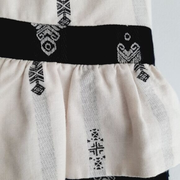 EVE GRAVEL Contrast Collar Peplum Sheath Dress Floral Embroidery B&W Sz L - Picture 13 of 16